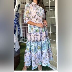 Floral Ruffle Maxi Dress - Multicolor